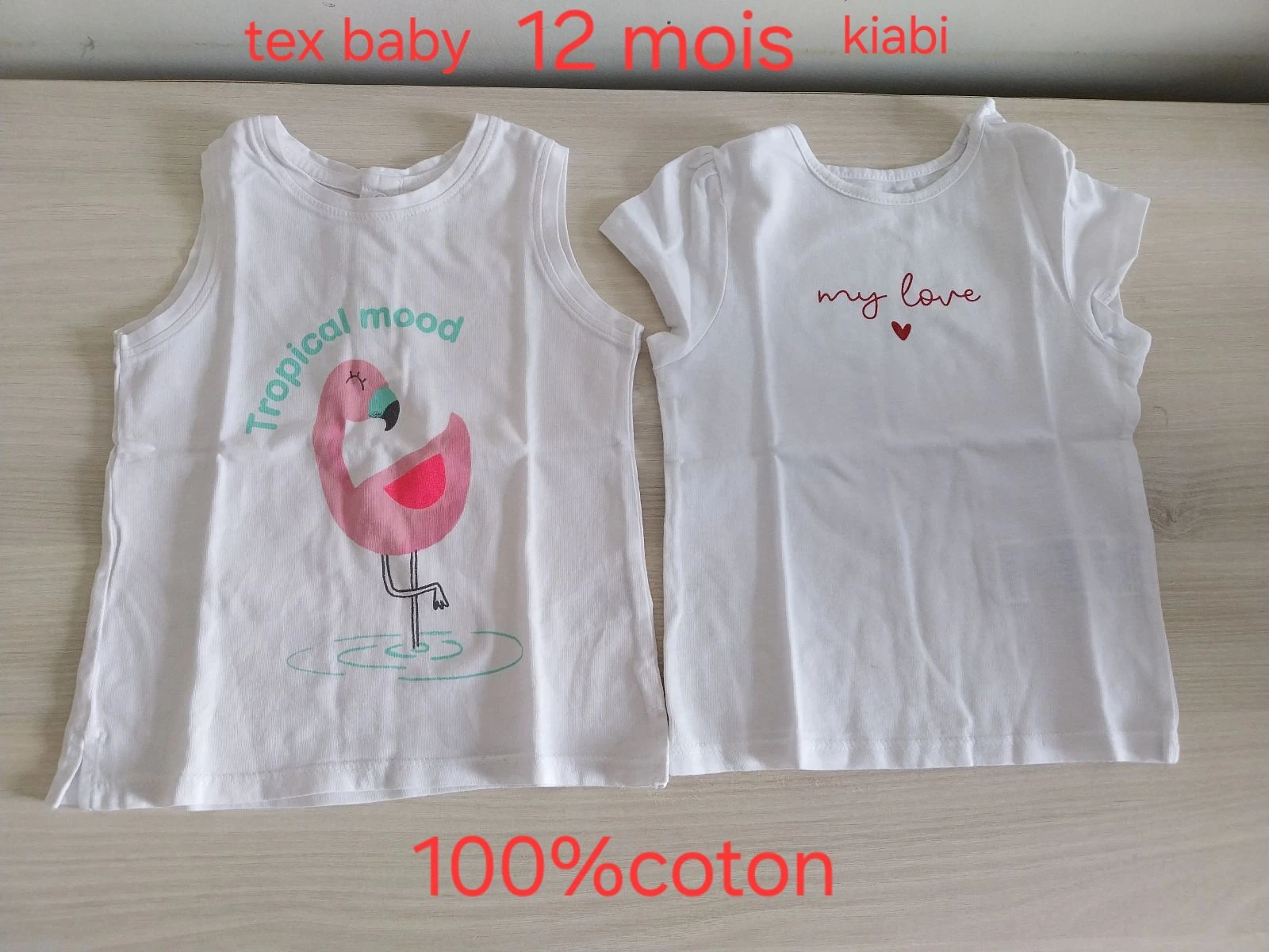 Lot de 5 Haut manches courtes fille 12 mois 